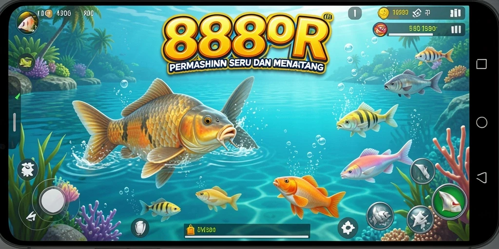 Tampilan gameplay memancing yang menarik dalam 888R.
