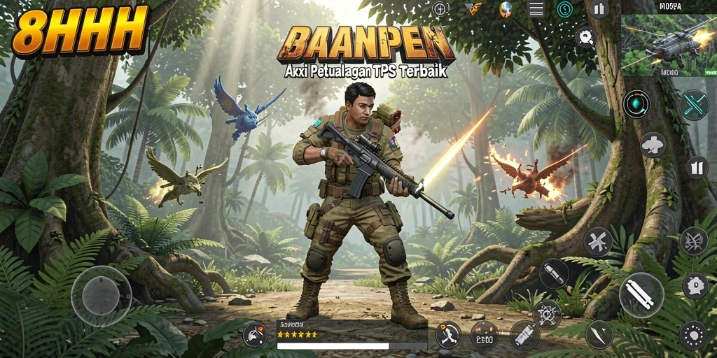 Tampilan gameplay 8HHH yang menegangkan dan penuh aksi.
