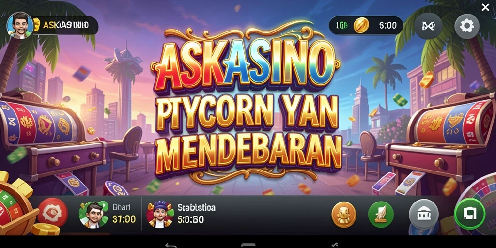 Screenshot gameplay ASKASINO yang menunjukkan suasana kasino yang ramai.