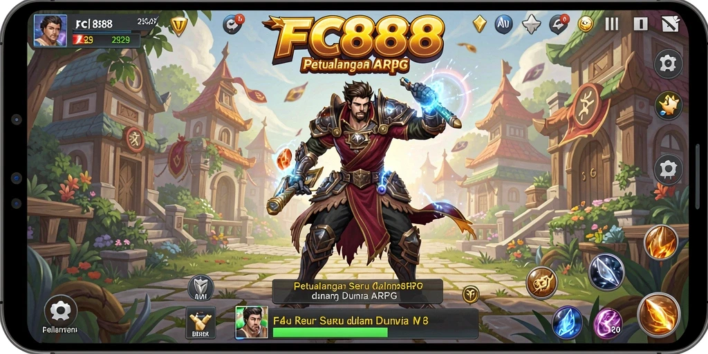 Tampilan gameplay FC888 yang epik dalam petualangan ARPG.