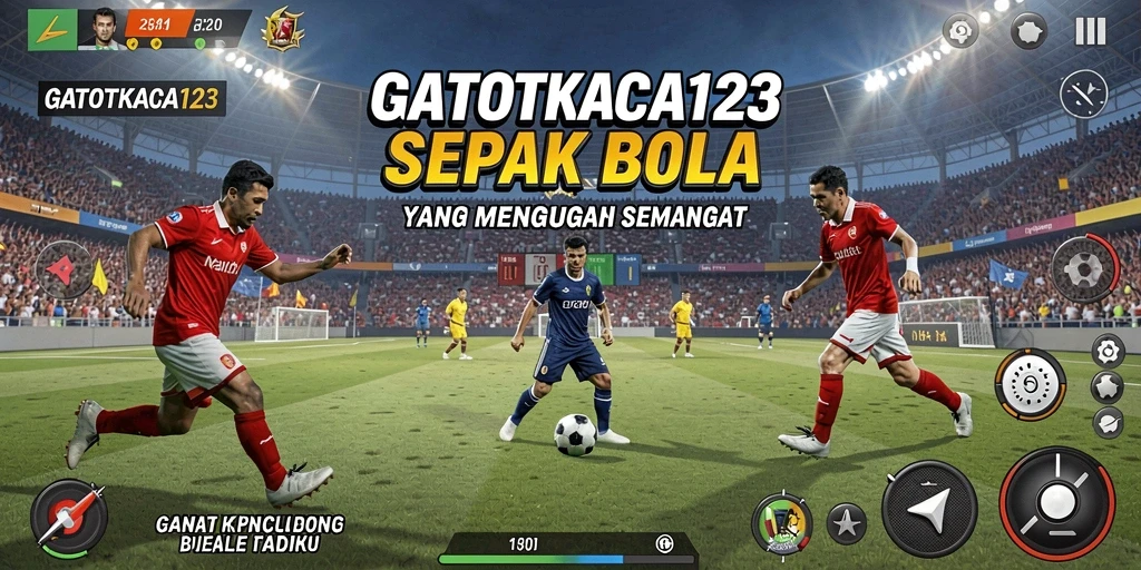 Tampilan gameplay GATOTKACA123 yang mendebarkan di lapangan sepak bola.