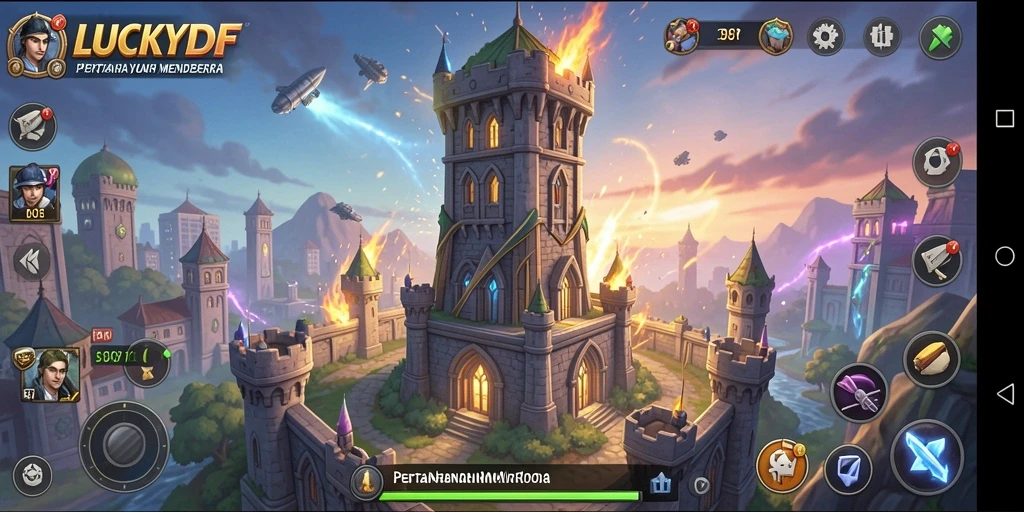 Gameplay seru Tower Defense di LUCKYDF dengan strategi menara.