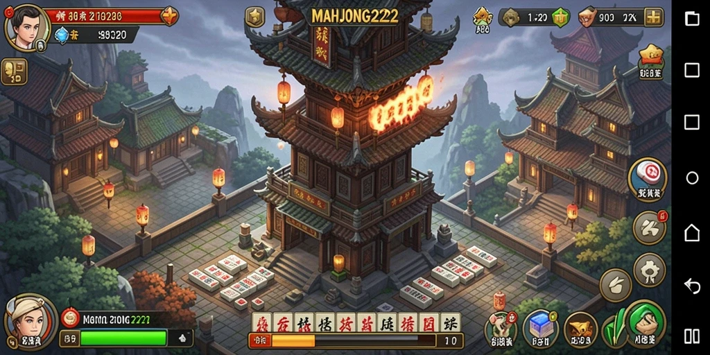 Tampilan gameplay menegangkan di MAHJONG222 dengan strategi Tower Defense.