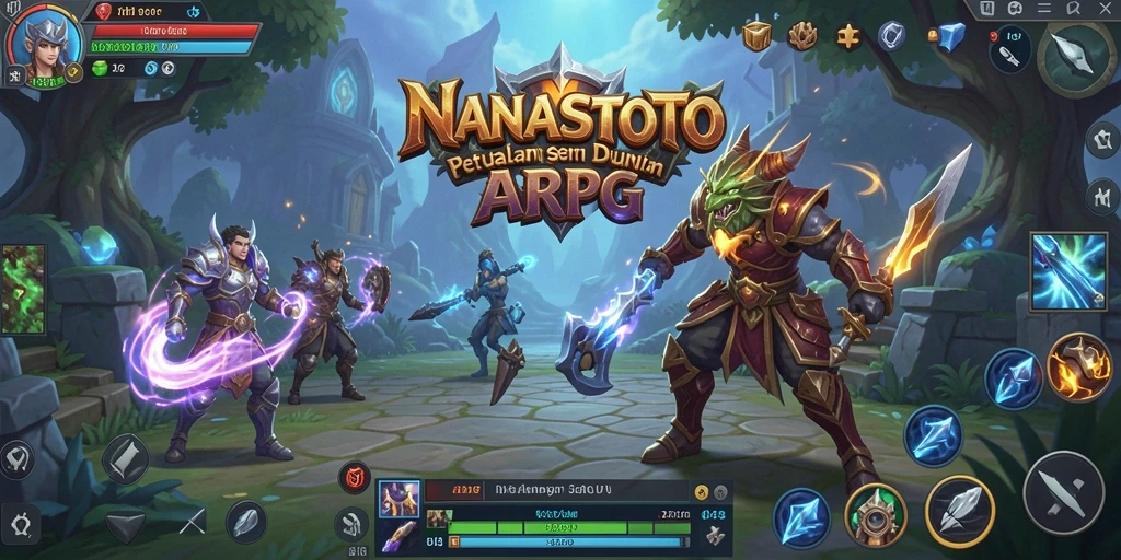 Tampilan screenshot gameplay NANASTOTO yang menampilkan aksi pertempuran ARPG.