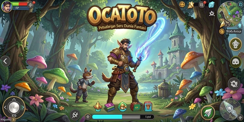 Tampilan gameplay menarik dalam OCATOTO dengan karakter yang dinamis dan pertarungan seru.
