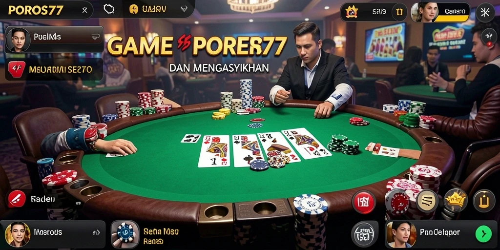 Tampilan gameplay Poker yang mendebarkan di POROS77.