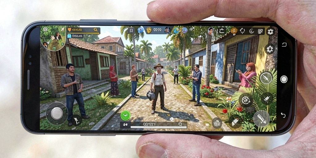 Tampilan gameplay QQ1221 yang menarik dengan berbagai interaksi sosial.