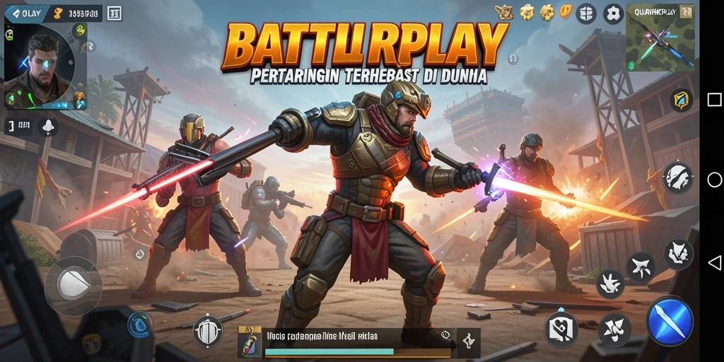 Tampilan aksi seru dalam gameplay Battle Royale QUARKPLAY.