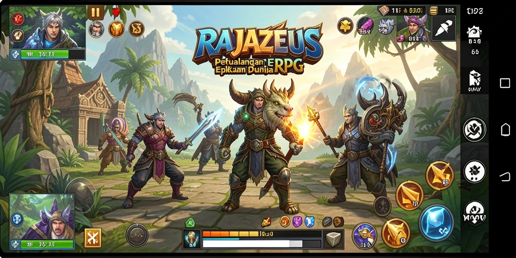 Tampilan seru permainan RAJAZEUS dengan pertarungan epik.