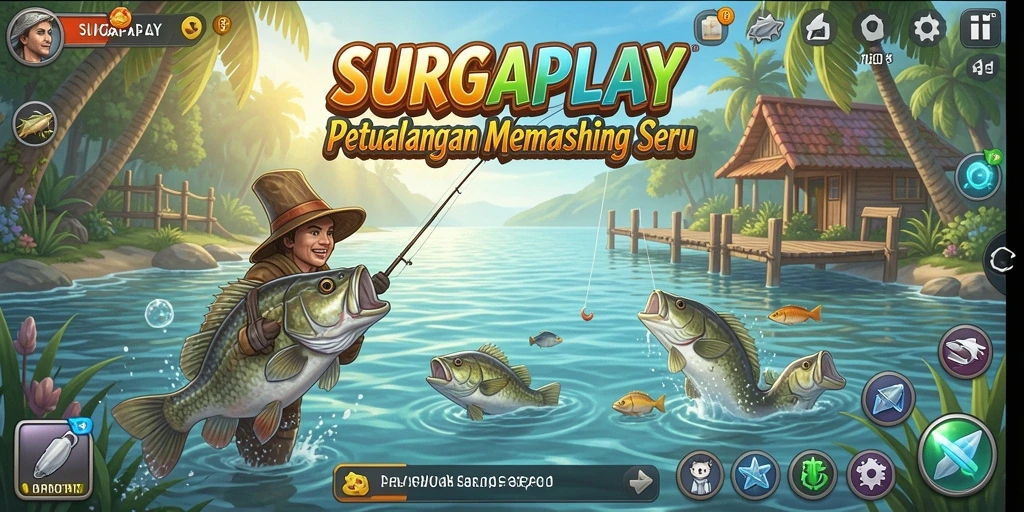 Screenshot SURGAPLAY menampilkan gameplay memancing yang seru dan mendebarkan.
