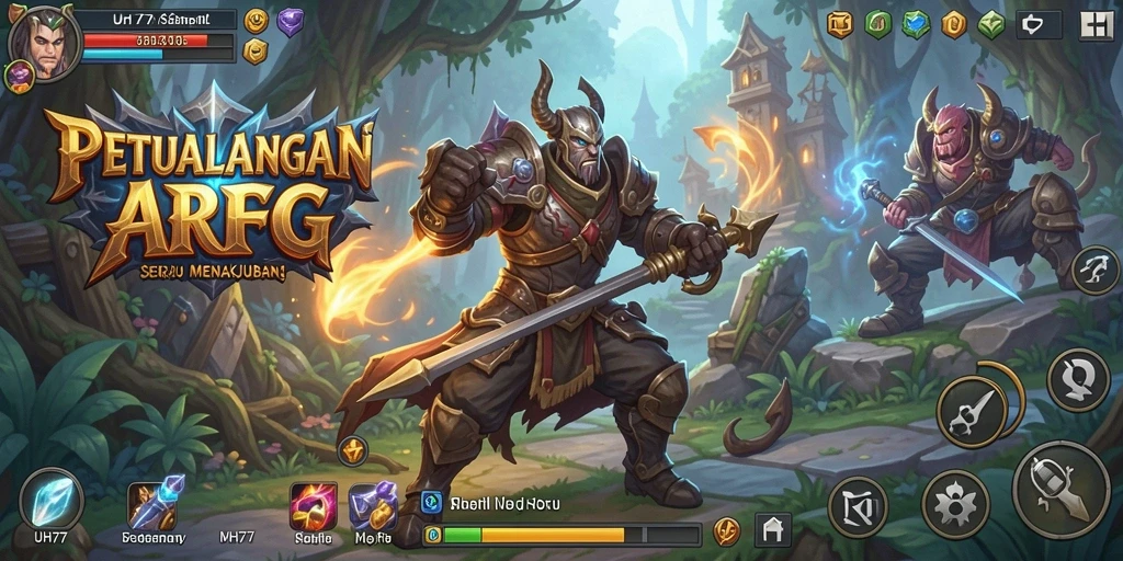 Screenshot UH77 menampilkan aksi pertarungan yang seru dalam dunia ARPG.