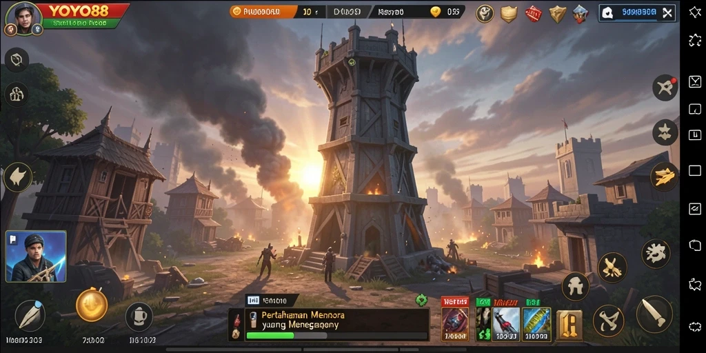 Screenshot YOYO88 menampilkan aksi pertahanan menara yang mendebarkan.